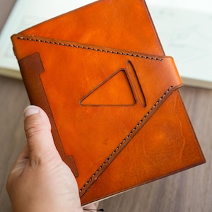 Anime Inspired Leather Notebook Cover for Midori A5 or A6 | Saddle Tan Refillable Journal Cover, Handmade Leather Manga Book Cover A6 (Small)