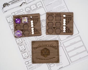Wooden RPG HP & Combat Tracker Board – Tabletop Character Resource Tracker – Tactician’s Slate