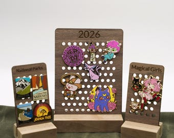Enamel Pin Display Stand, Personalized Pin Holder, Desk Pin Display, Ita Bag Alternative, Walnut Pin Board, Collector Display