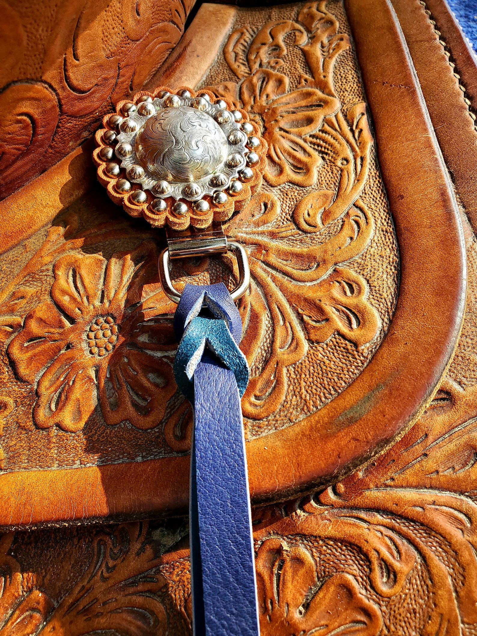 Navy BLUE Saddle Strings Colored Leather Tieon Straps Etsy