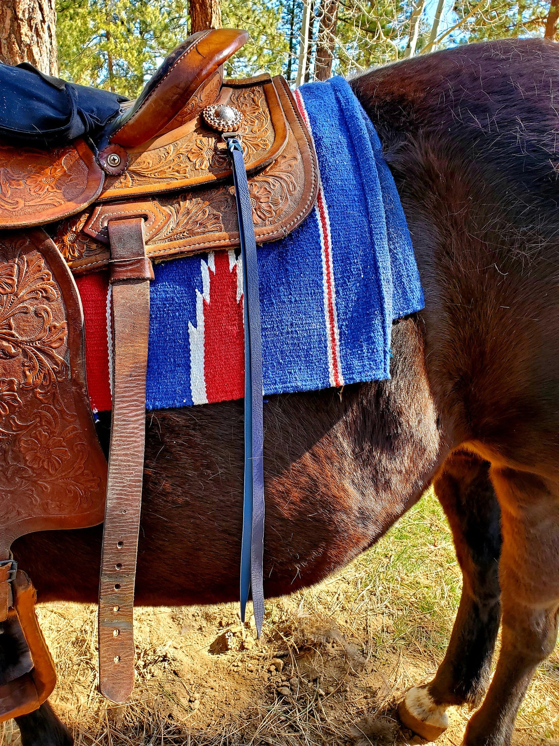 Navy BLUE Saddle Strings Colored Leather Tieon Straps Etsy