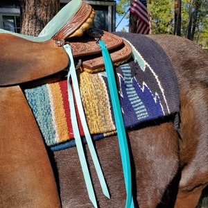 TEAL Blue Latigo! Saddle Strings, Colored, Leather straps,  Western Tack, Concho, Rosette,  Bridle, headstall, Turquoise, Leather Ties