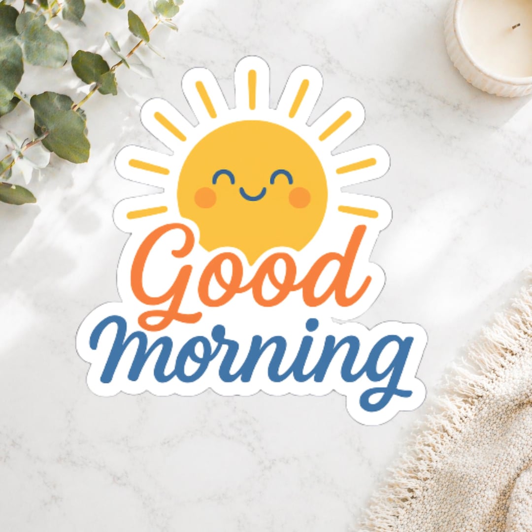 Good Morning Sticker | Sunshine Sticker | Happy Retro Decal | Cheerful ...