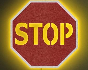 Stop Sign Decor, Stop Sign Neon, Stop Sign Art, Acrylic Stop, Road