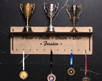 Running medal hanger display, Running medal rack, Running medal holder wood, Personalized medal rack, Trophy shelf, Custom medal holder