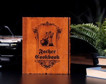 Custom recipe book binder, Fathers recipe book, Wooden recipe book, Cook dad gift, Recipe journal binder, Fathers day cookbook