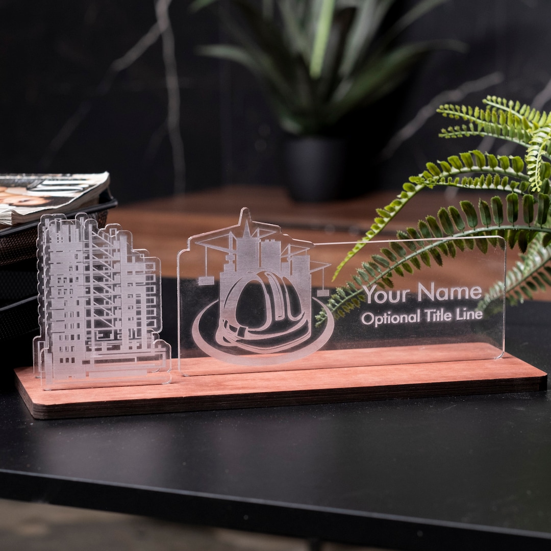 Personalized Business Name Plates, Construction Desk Name Plate, Custom