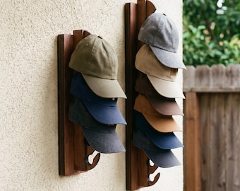 Perchero, organizador de sombreros, perchero de madera, soporte de pared para sombreros, perchero para gorras de béisbol, colgador de sombreros de madera, organizador de entrada, perchero de pared