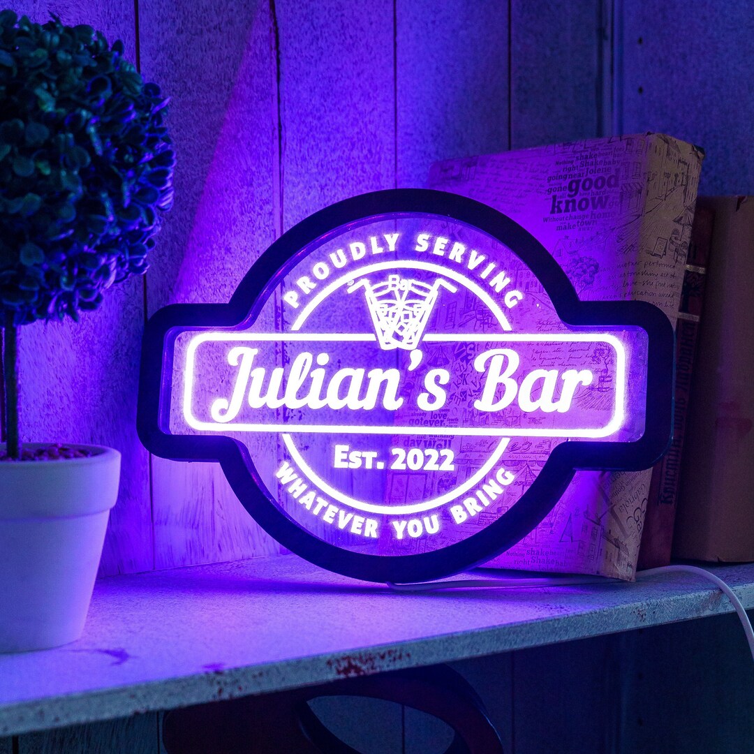 Custom Bar Neon Sign Personalized Bar Sign Light Bar Light Etsy