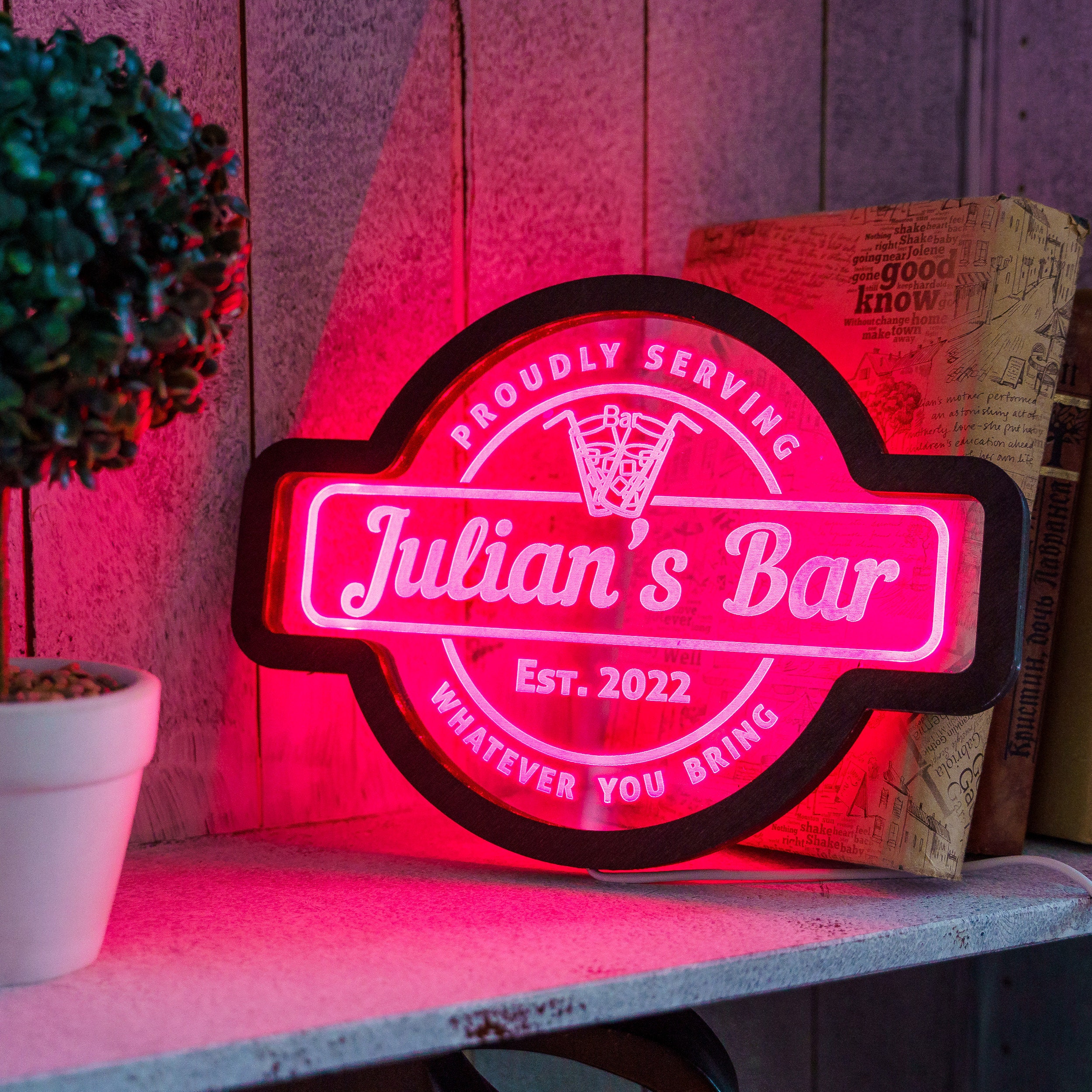 Personalized Bar Sign Light Bar Neon Sign Custom Bar Neon Etsy