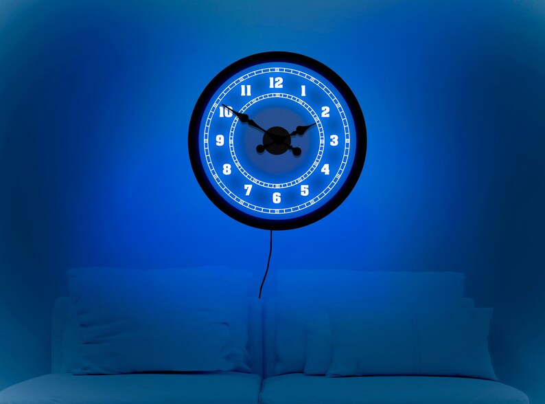 Led Wall Clock With Cord Wall Clock Light Neon Wall Etsy