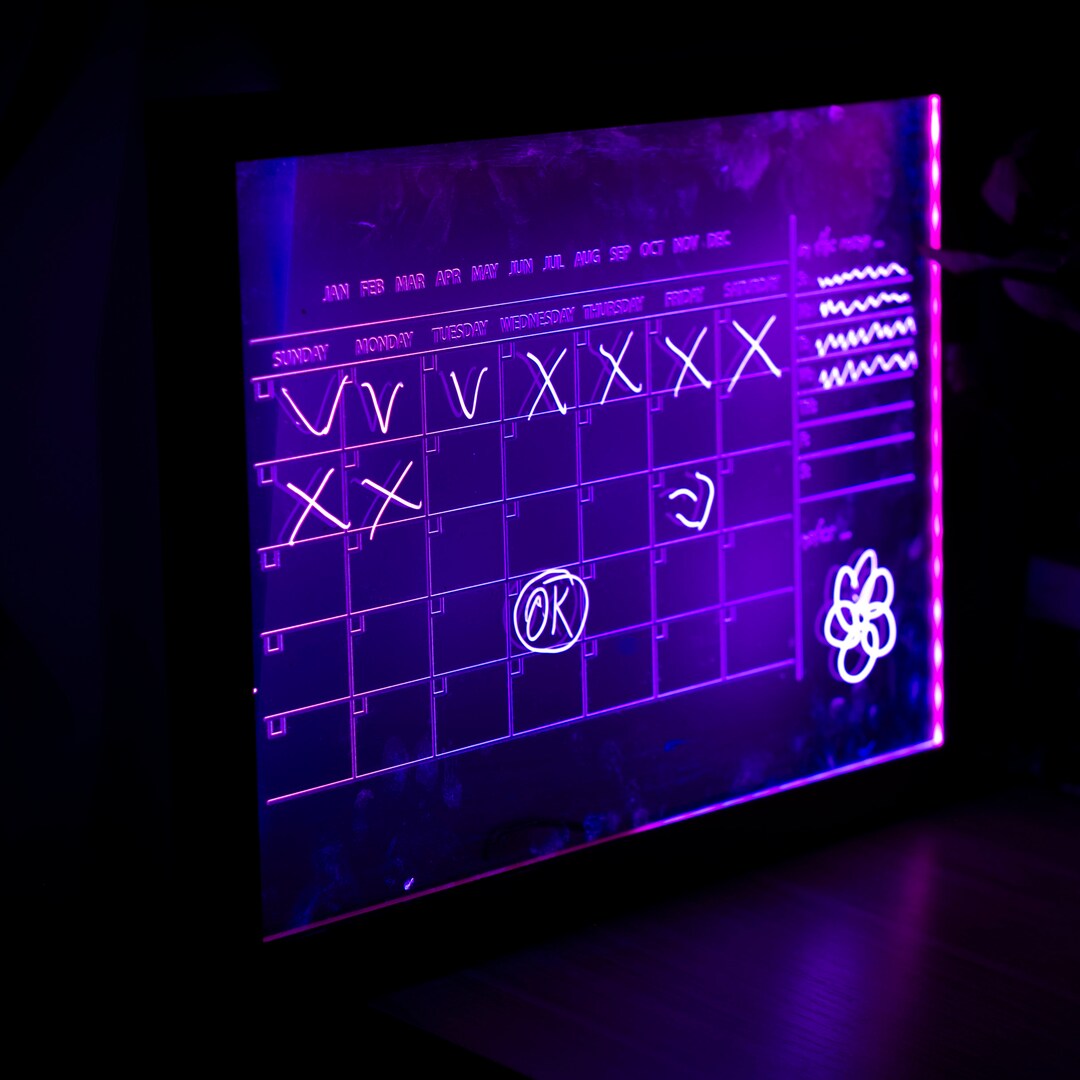 Dry Erase Calendar Board, Custom Led Calendar Acrylic, Led Calendar ...