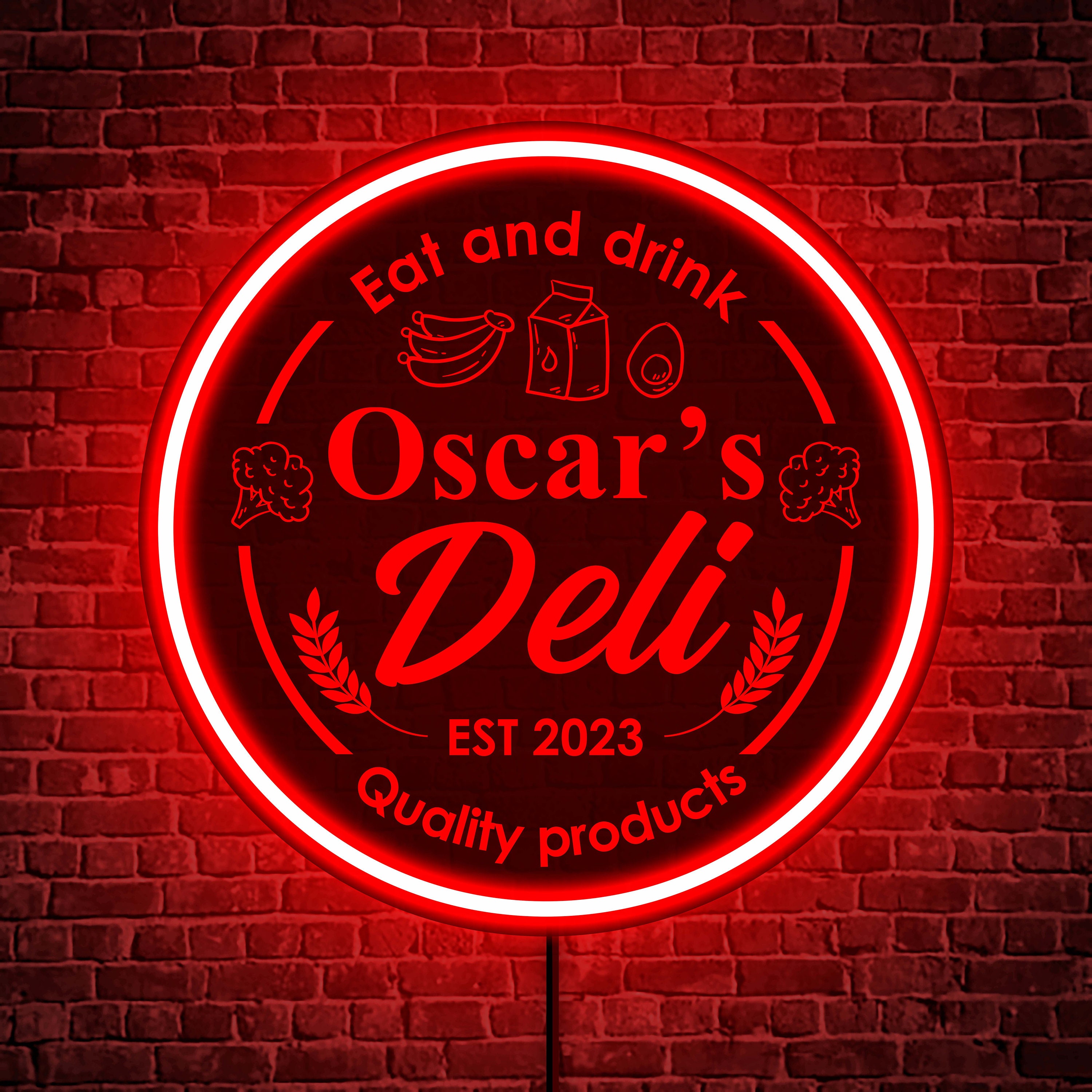 Deli Market Sign Shop Led Sign Food Neon Sign Custom Street Etsy