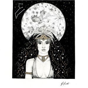 Signo del zodiaco Leo en luna llena. Arte mural