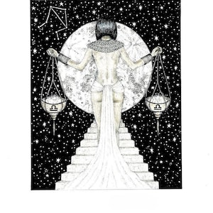 Libra zodiac sign in the full moon. Wall art