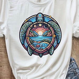 Sacred Sea Turtle Shirt, Cosmic Ocean Boho Tee, Hawaiian Honu Design, Spiritual Nature Gift, Island Vibes Graphic, Comfort Colors Tee