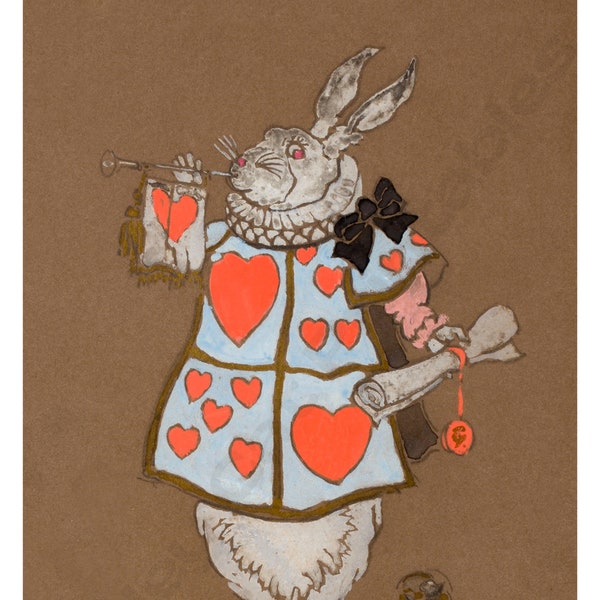 WHITE RABBIT in Costume, Alice in Wonderland, Instant Download, Vintage Wall Art, Children's Art, Vintage Illustration, Digital Print