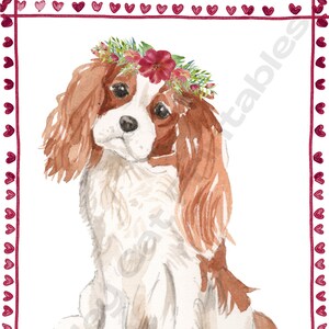 Sweet CAVALIER KING CHARLES Spaniel, Watercolor Dog, Cute Pet Art, Instant Download, Printable Art, Dog Lover, Digital Art, Wall Art