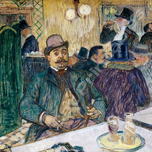 MONSIEUR BOILEAU at the Cafe, Toulouse-Lautrec, Instant Download, Wall Art, Digital Print, Parisian, Post-Impressionist Art, Vintage Poster