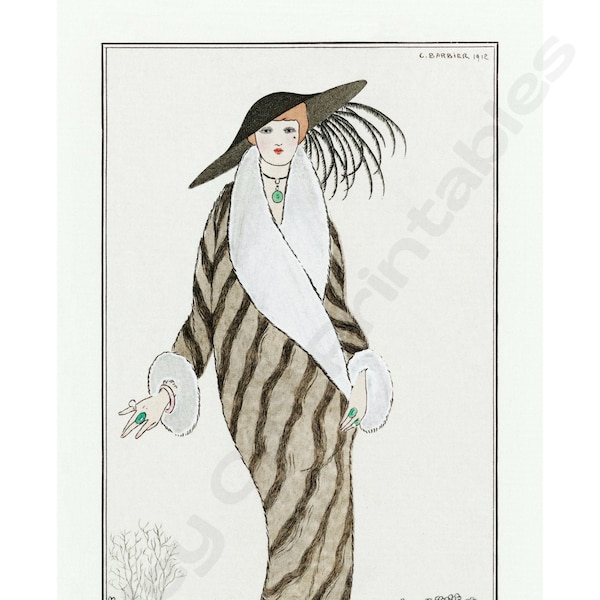 COSTUMES PARISIENS 2, Vintage Fashion Design, Art Deco, George Barbier, Instant Download, Wall Art, Vintage Illustration, Digital Print