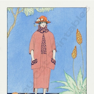 A PALM BEACH - Tailleur, Vintage Fashion Design, Art Deco, George Barbier, Instant Download, Wall Art, Vintage Illustration, Digital Print