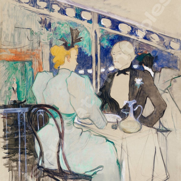 FASHIONABLE PEOPLE at Les Ambassadeurs, Toulouse-Lautrec, Instant Download, Wall Art, Digital Print, Parisian, French, Post-Impressionist