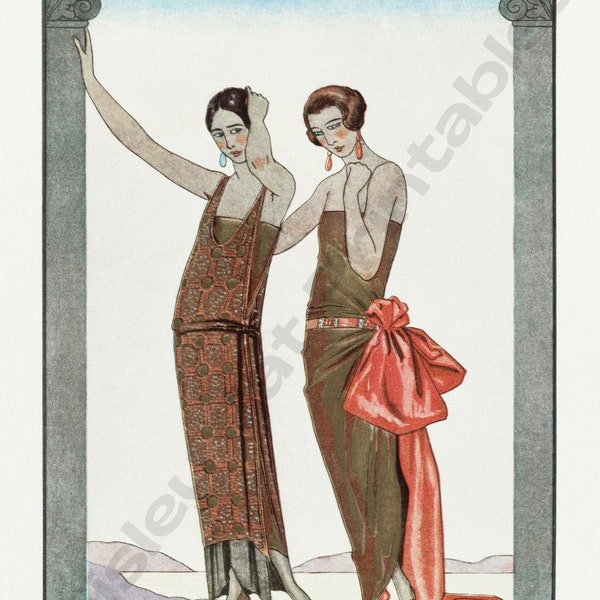 VESPERS, Vintage Fashion Design, Art Deco, George Barbier, Instant Download, Wall Art, Vintage Illustration, Digital Print