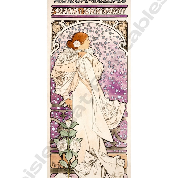 La Dame Aux Camelias, Art Nouveau, Alphonse Mucha, Instant Download, Wall Art, Vintage Art, Digital Print