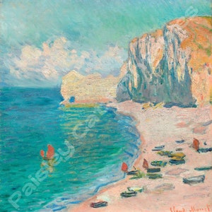 THE BEACH and the Falaise d&#39;Amont, Monet, France, Instant Download, Wall Art, Digital Print, Impressionist Art, Famous Artist, Home Decor