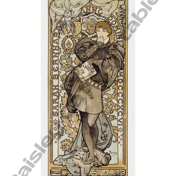 LORENZACCIO, Art Nouveau, Alphonse Mucha, Instant Download, Wall Art, Vintage Art, Digital Print