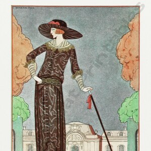 La Promeneuse Melancolique, Vintage Fashion Design, Art Deco, George Barbier, Instant Download, Wall Art, Vintage Illustration, Digital