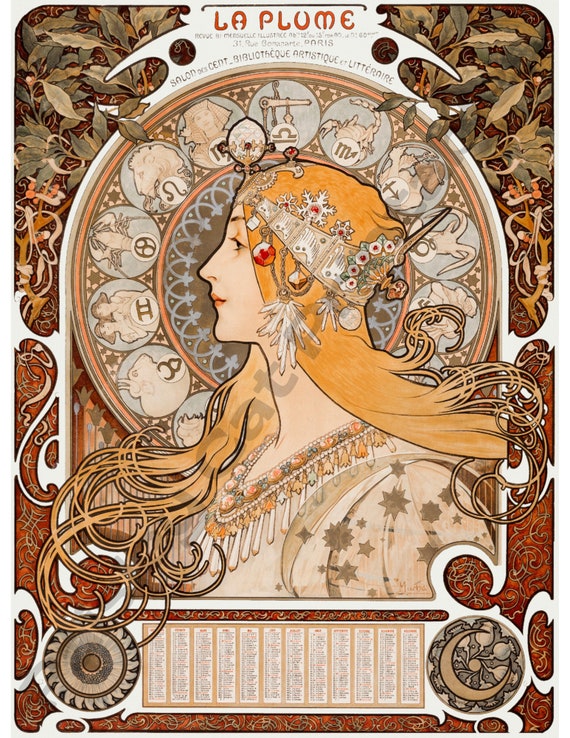 LA PLUME、アール ヌーボー、アルフォンス ミュシャ LA PLUME、アール ヌーボー、アルフォンス ミュシャ