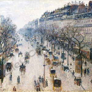 Camille Pissarro, &quot;The Boulevard Montmartre on a Winter Morning&quot;, Digital Download, Printable Wall Art,  Famous Artist, French Impressionism