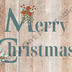 MERRY CHRISTMAS, Country Style Greeting, Wood Look Background, Instant Download, Printable, Digital Art, Wall and Room Decor, 8.5x11&quot;