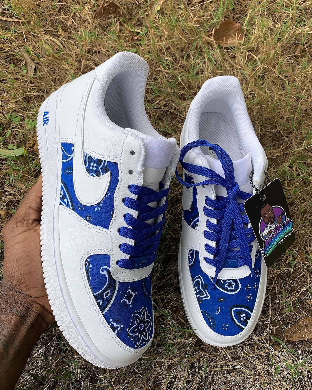 Blue Bandana Air Force 1 Custom Bandana Air Force 1 Customs 