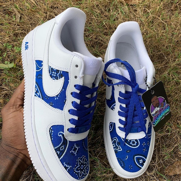 Custom Blue High Quality Bandana - White Air Force 1