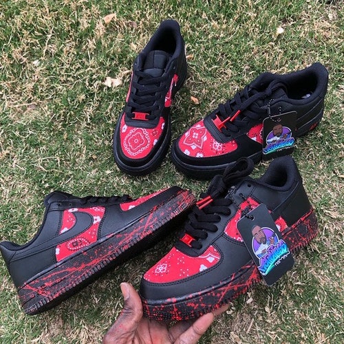 custom red and black af1