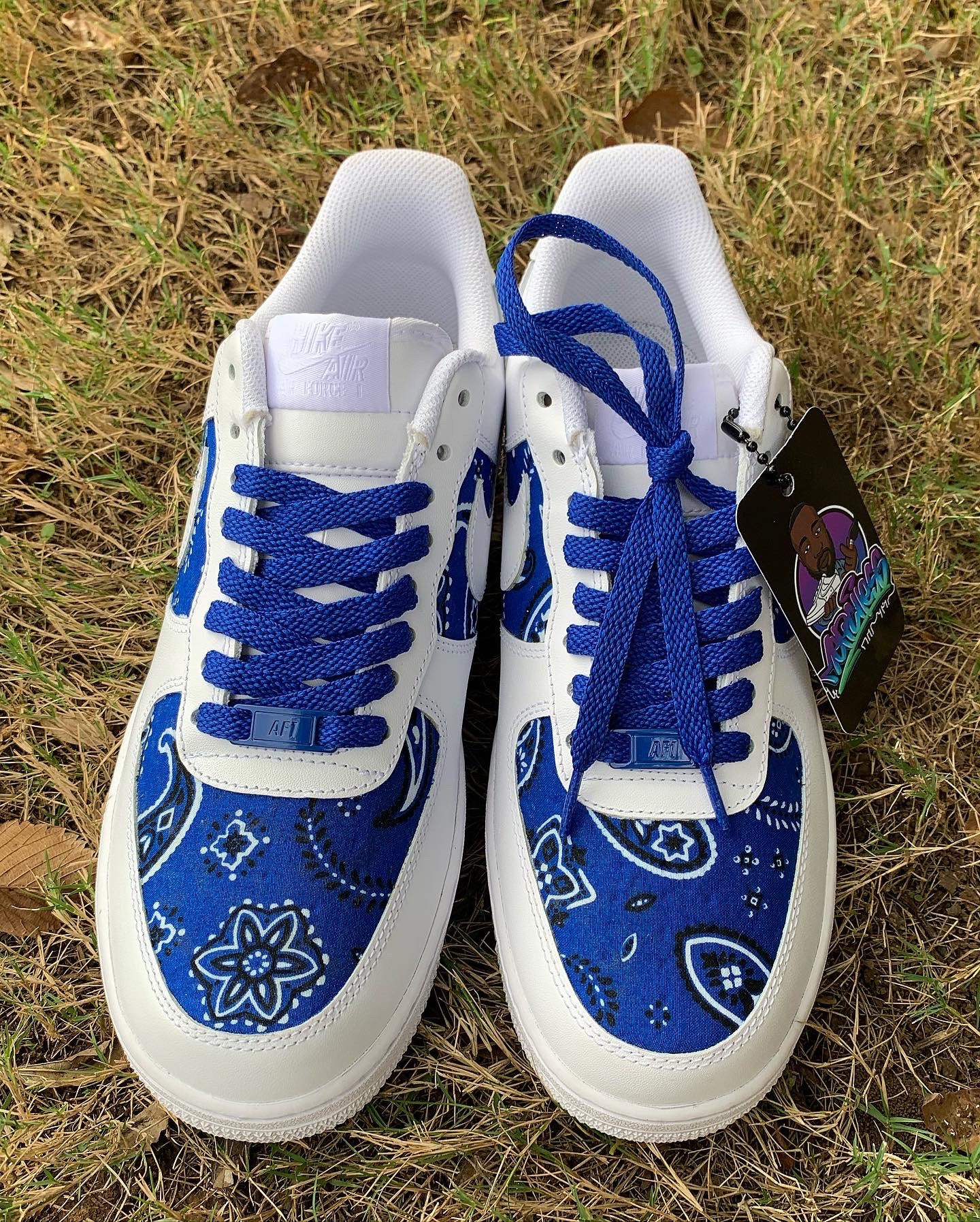 custom air force 1 blue bandana