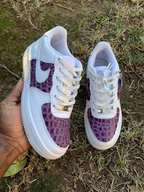 Custom Crocodile Air Force 1 Purple Crocodon Etsy