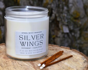 Silver Wings, Peppermint, Eucalyptus, Spa Candles, Merle Haggard, Outlaw Candles, Montana Made