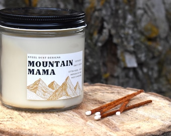 Mountain Mama Coffee Candle, Espresso Sweet Cream Scent, Soy Wax