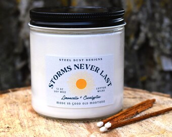 Storms Never Last, Fresh Scents, Lemon, Eucalyptus, Montana Made, Small Business, Candle Shop, Bozeman, Montana