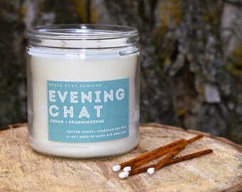 Evening Chat, Frankincense, Cedar, Masculine Scents, Outlaw Candles, Montana Made