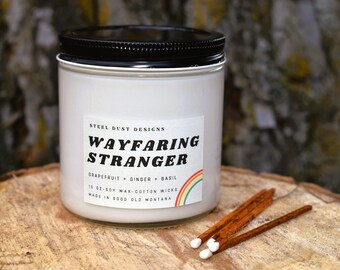 Wayfaring Stranger, Grapefruit, Ginger, Basil, Summer Scents, Montana Made, Summer Candles, Soy Candles