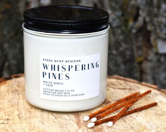 Whispering Pines; Birch; Piney Candles; Montana Candles; Woodsy Candles