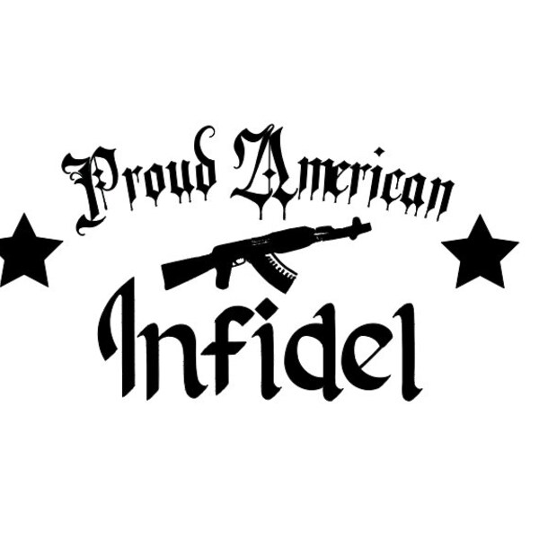 thumbnail image 2 of "Armed Infidel" Vinyl Bumper Sticker / Decal – 3.75x7.5 Inches – Multi-Color 2 of 4