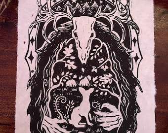 Der Lichtenwächter - Linoldruck