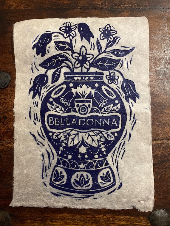Belladonna Delftware Vase Linoprint