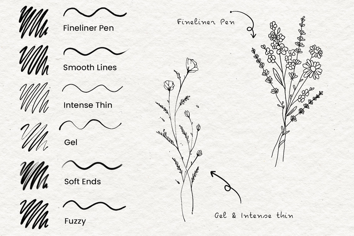 Fine Line Pencils Fine Line Brush Procreate Tools Brushes Etsy