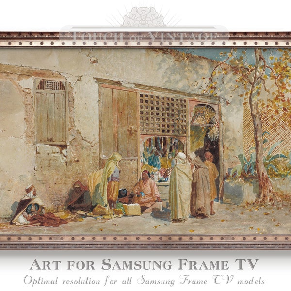 Samsung Frame TV art, Vintage Arabic painting, 4K digital art for Tv display, Moroccan wall art, instant download  #TV117